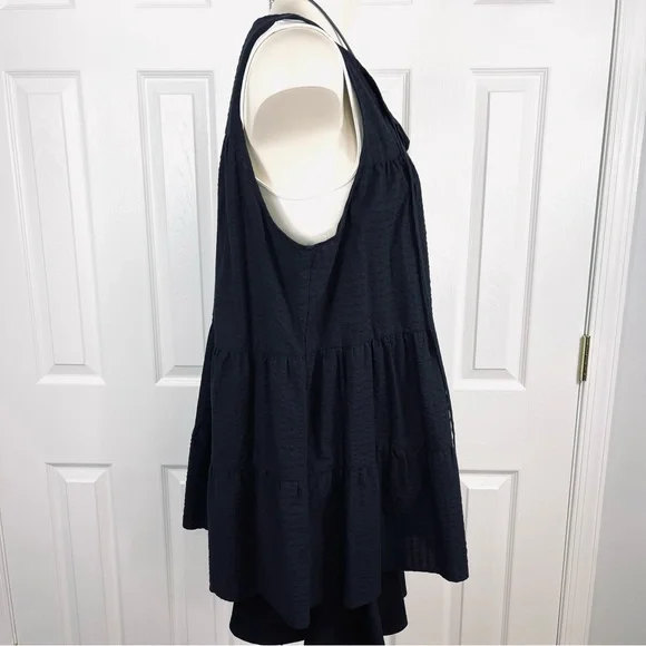 TOPSHOP tank top layered looking Flowy blouse SOLID BLACK V neck sleeveless 12 - Picture 8 of 11